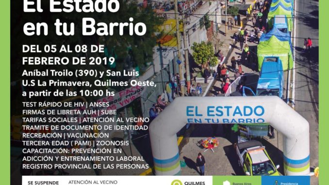 EL PROGRAMA “EL ESTADO EN TU BARRIO” LLEGA A QUILMES OESTE