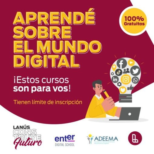 El municipio de Lanús abrió la inscripción para 9 cursos digitales que comenzarán en Octubre