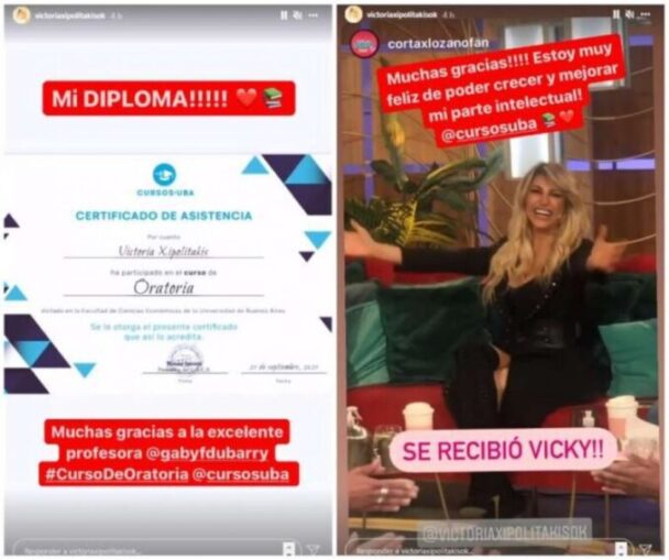 Vicky Xipolitakis se recibió en la UBA: "Estoy contenta de poder mejorar mi parte intelectual"