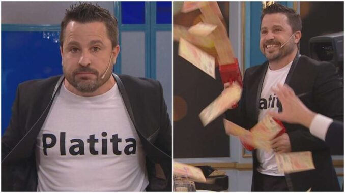 remera platita y pistola lanza billetes