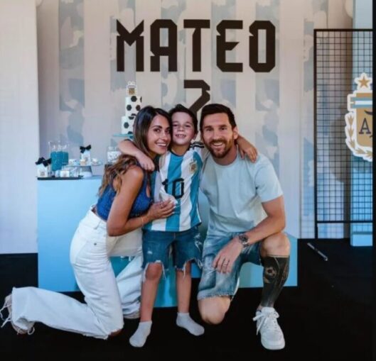 Mateo Messi celebró sus siete años con una fiesta teñida de celeste y blanco