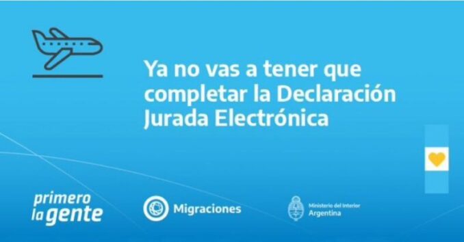 Ya no se requerirá la declaración jurada para ingresar o salir de Argentina